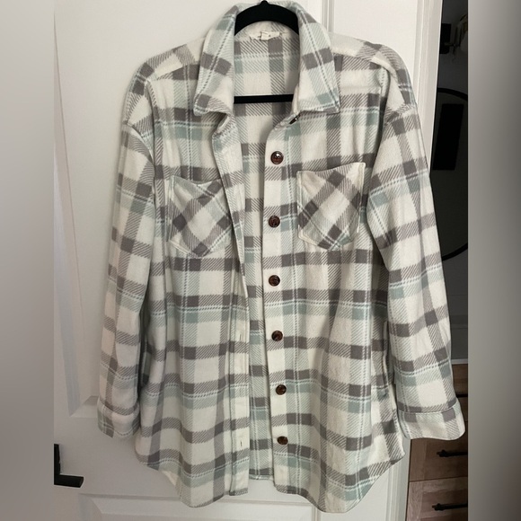 Plaid Fleece Shacket - Picture 1 of 6